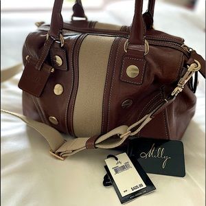 Milly two-toned leather bowling hand bag, gently used- good as new.